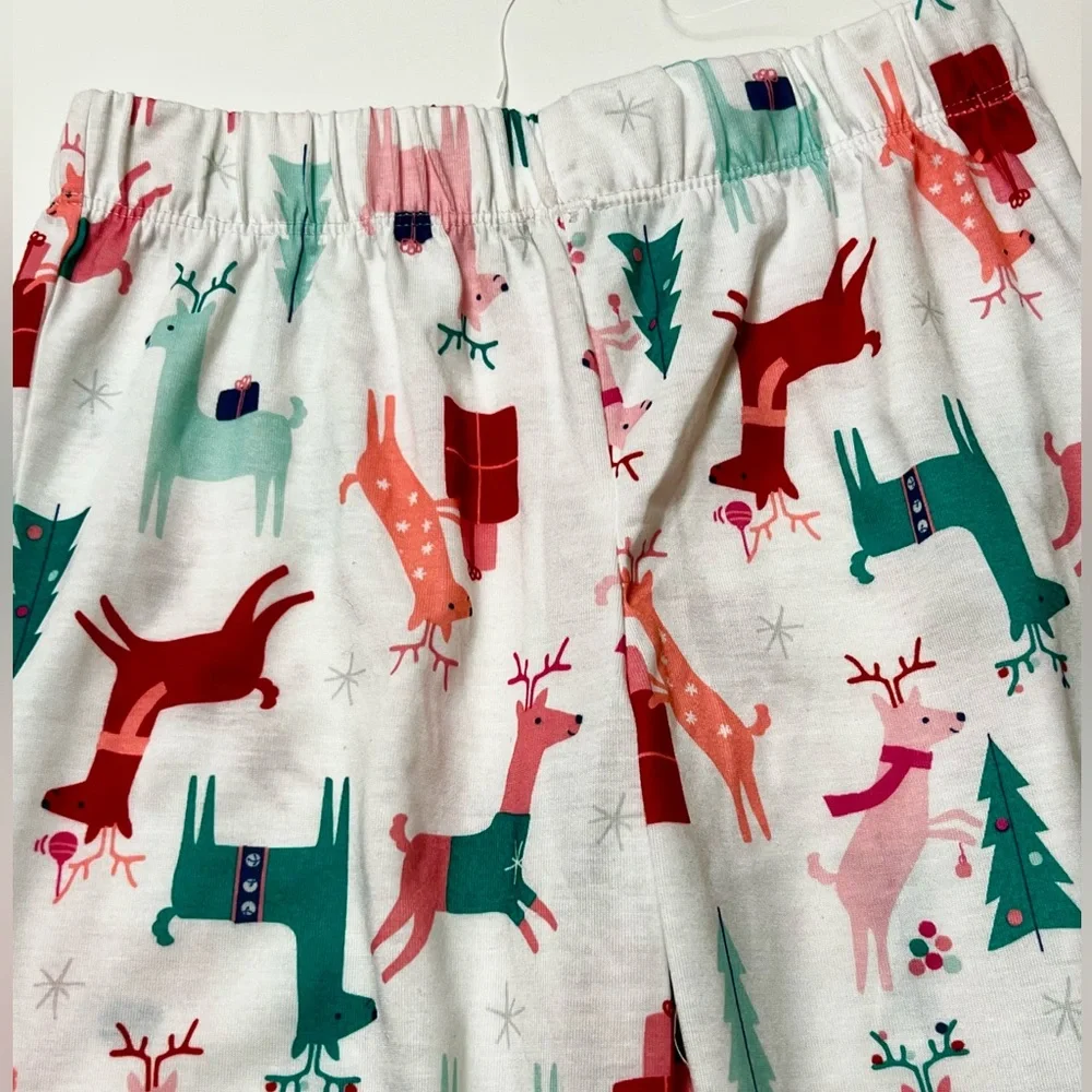 NWT Cat & Jack Reindeer Christmas Jammies Youth 7/8 Red White pants